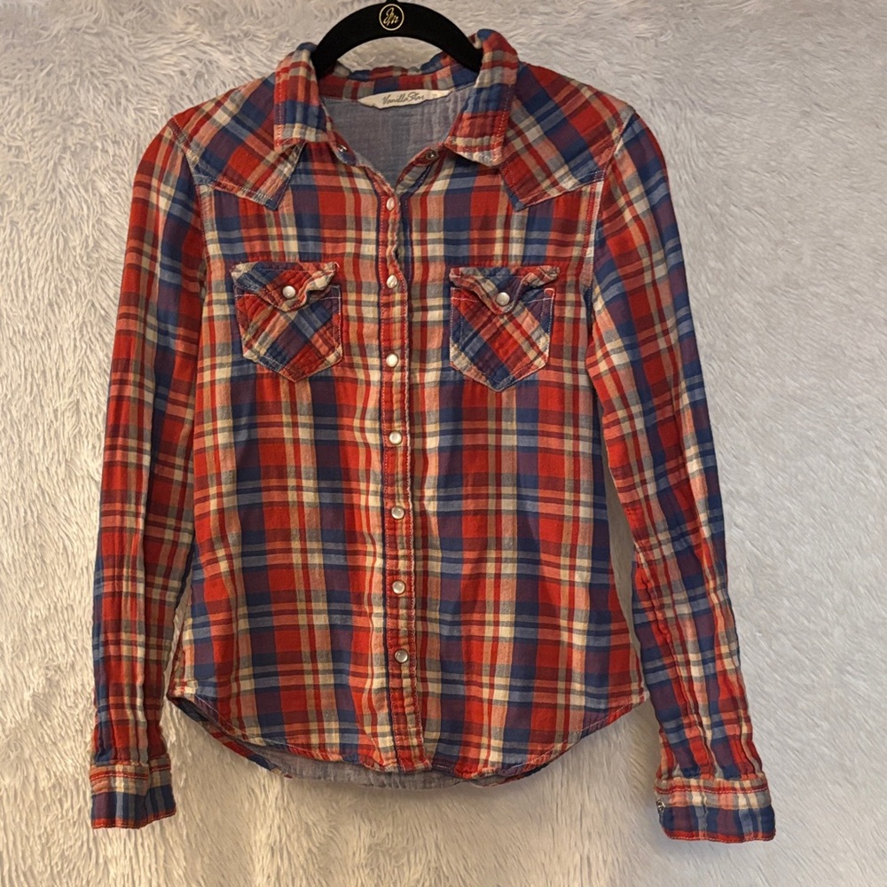 Vanilla Star Juniors Button Down Blouse Size Small - Picture 2 of 8